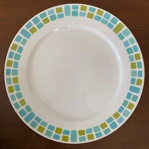 Royal Norfolk Blue and Green squares mosaic trim dinner plate